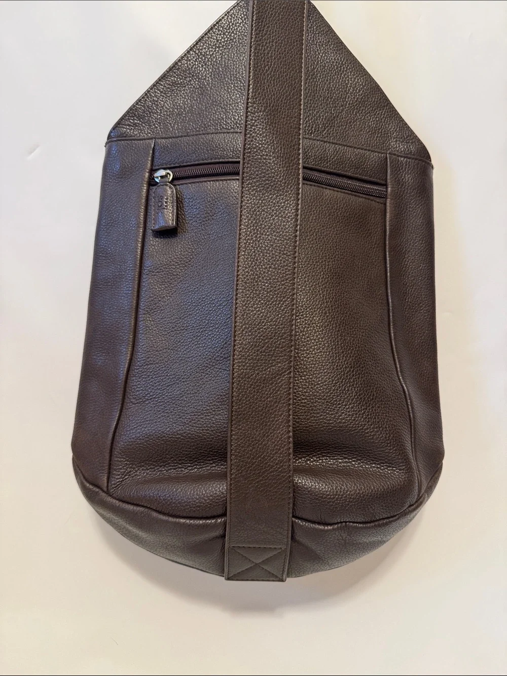 The Sak Vintage Brown Pebbled Leather Tear Drop Sling Bag Backpack